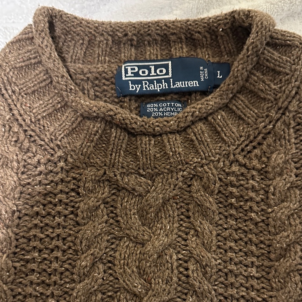 Polo by Ralph Lauren Men's Cable Knit Sweater in Rich Brown